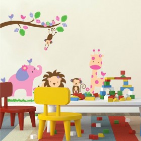 Zoo Wall Sticker, Monkey Elephant Lion,etc